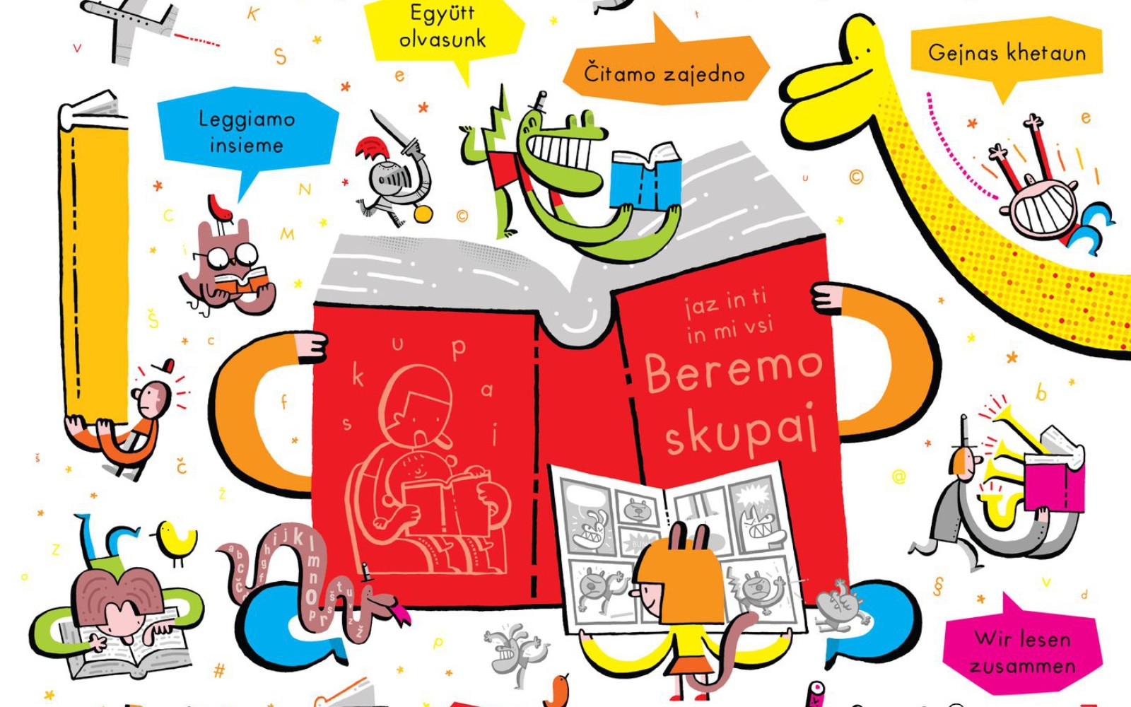 Nacionalni mesec skupnega branja se zaključuje. Ilustracija: Ivan Mitrevski. Ilustracija je nastala v okviru projekta Slovenski knjižnično-muzejski MEGA kviz Mestne knjižnice Ljubljana.