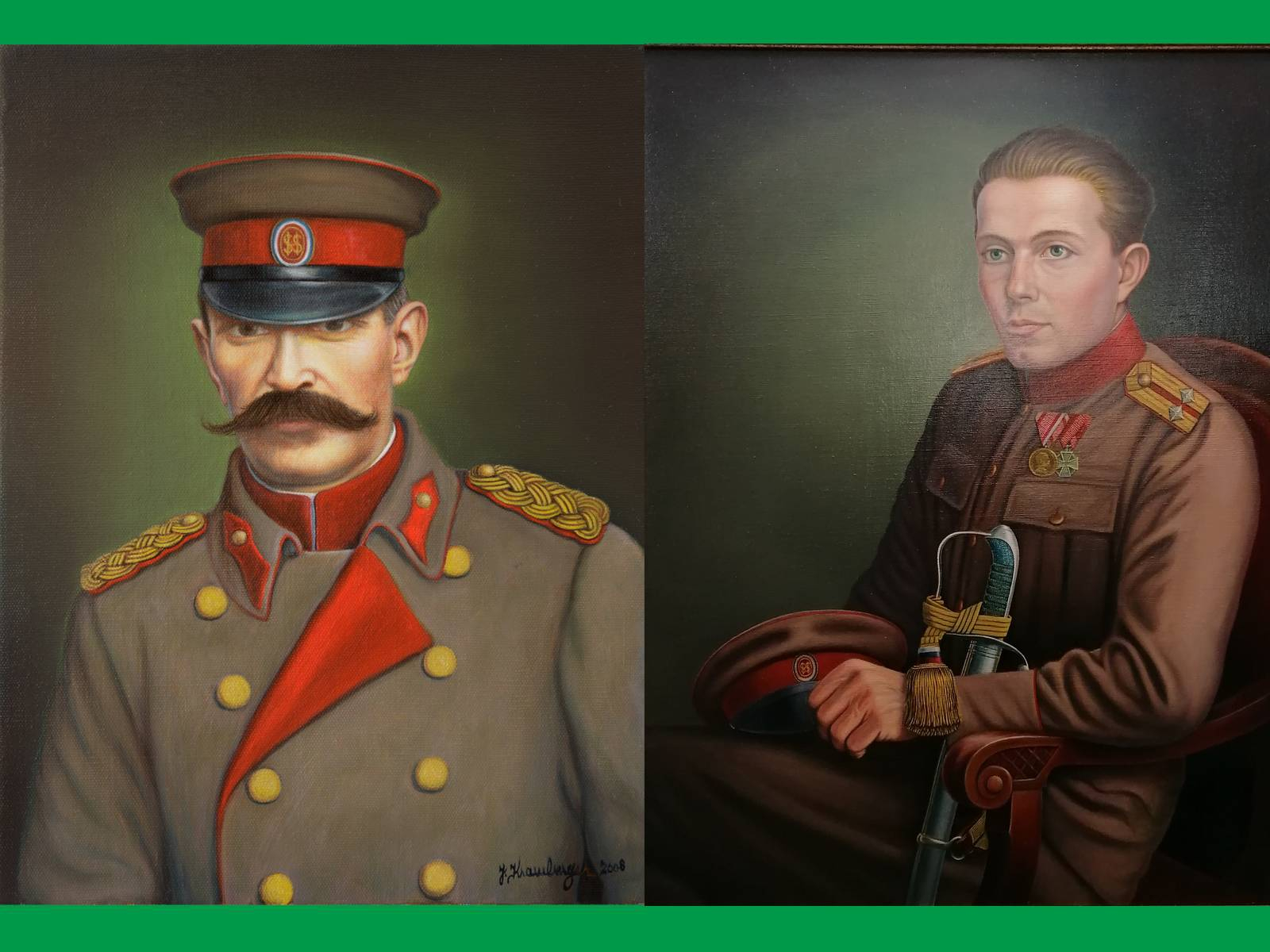 Maister v uniformi slovenskega generala na sliki Jožeta Krambergerja. Arhiv VM SV in nadporočnik Franjo Malgaj, zvest Maistrov oficir in velik borec za narodno osvoboditev Koroške