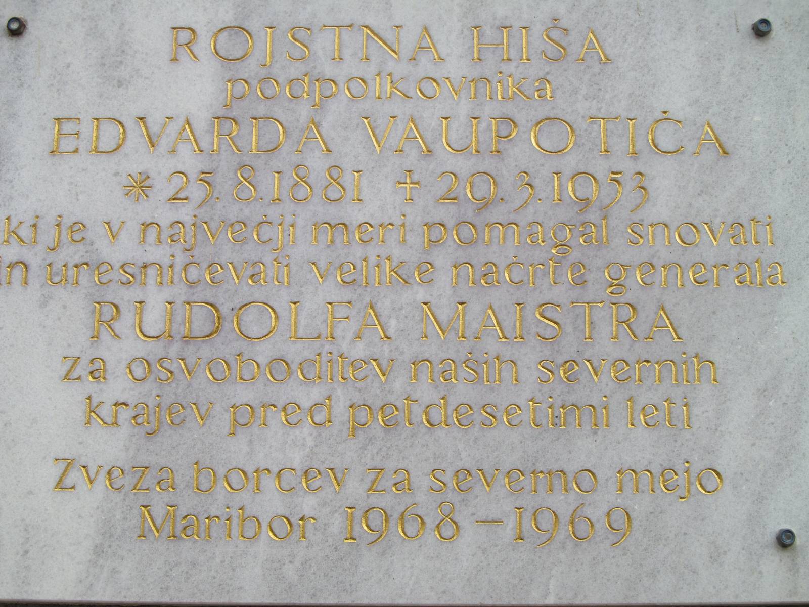 E. Vaupotič spominska plošča