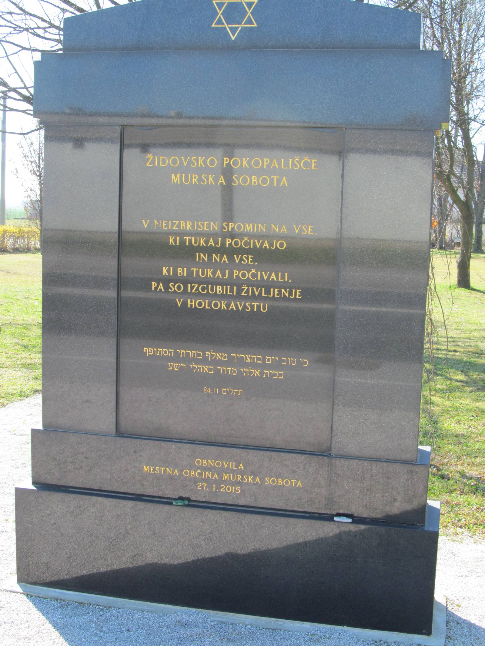OBNOVLJENI SPOMENIK NA ŽIDOVSKEM POKOPALIŠČU V MS